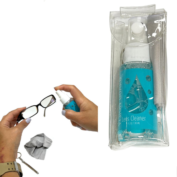 4 Pc Lens Eyeglass Cleaning Kit Cleaner Spray Bottle Microfiber Cloths Glasses