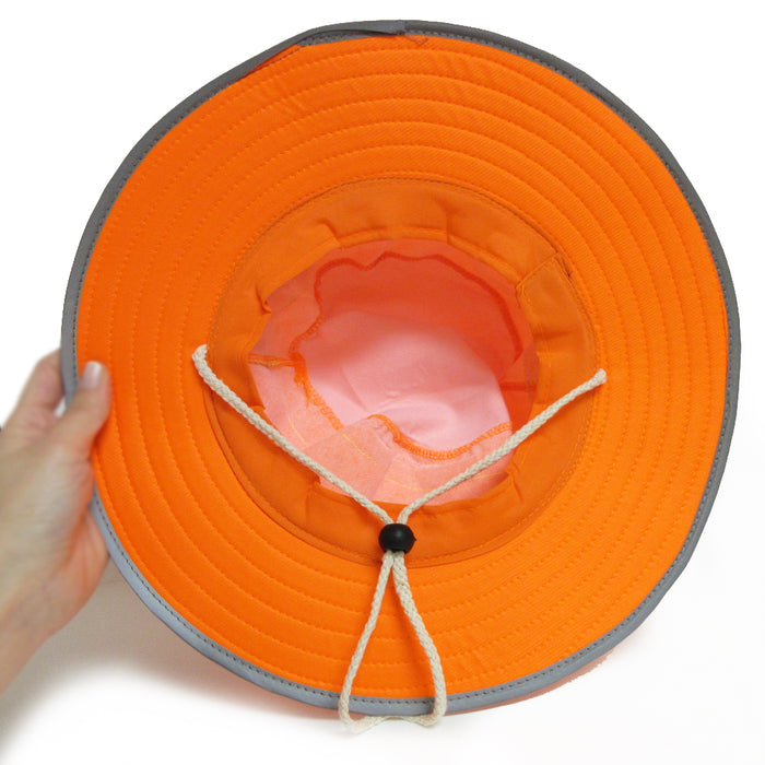 High Visibility Ranger Hat Reflective Safety Boonie Adjustable Neck Strap Orange