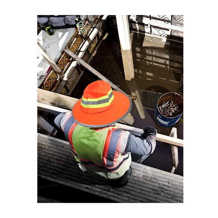 High Visibility Ranger Hat Reflective Safety Boonie Adjustable Neck Strap Orange