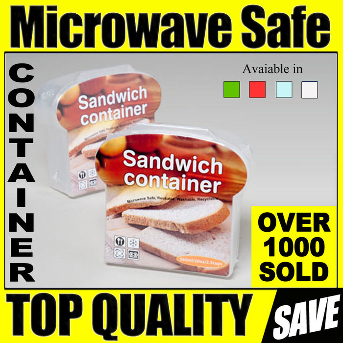 2 Pack Sandwich Container Keeper Lunch Box Snack Microwave Safe Storage Reusable