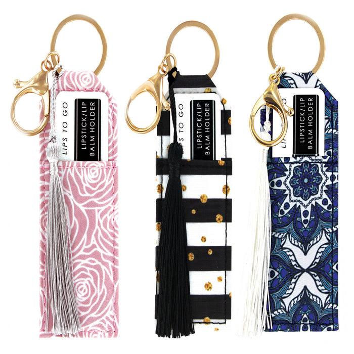 1 Chapstick Keychain Holder Fashion Lipstick Case Lip Balm Cosmetic Storage Gift
