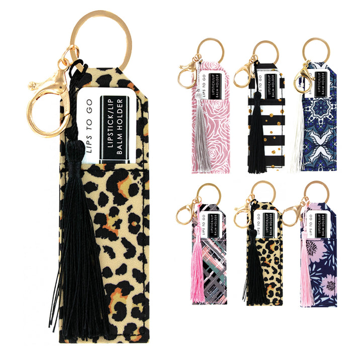 1 Chapstick Keychain Holder Fashion Lipstick Case Lip Balm Cosmetic Storage Gift