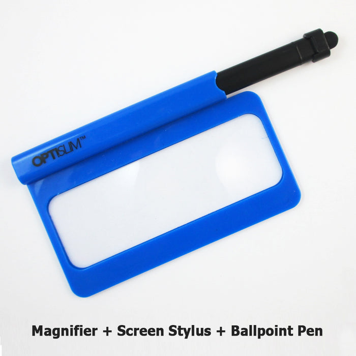 3 PC Pocket Reading Magnifier Ballpoint Pen 3 in 1 Slim Loup Fits Wallet Purse