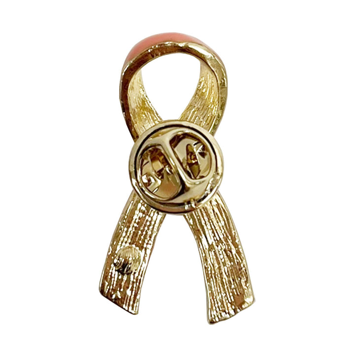 6 Breast Cancer Awareness Pink Ribbon Label Pin 18kt Gold Crystal Brooch Women