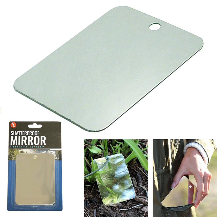 Shatterproof Signal Mirror Compact Lightweight Hiking Camping Outdoor Emergency