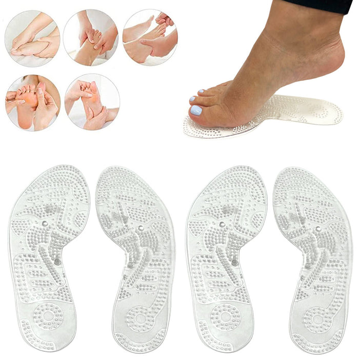 2 Pairs Reflexology Insoles Foot Massage Therapy Pads Pain Relief Shoe Inserts