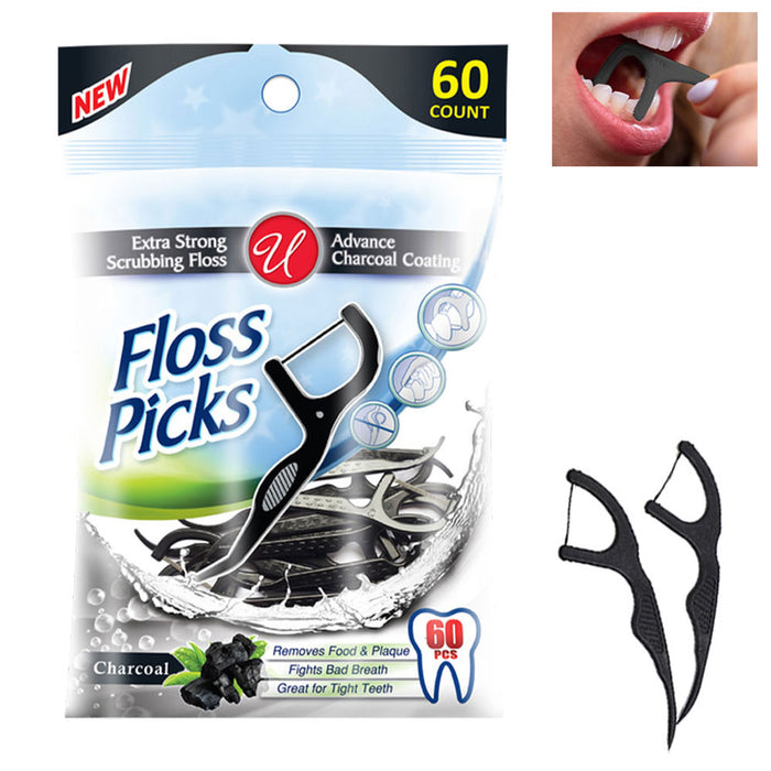 300 Dental Floss Picks Charcoal Plaque Remover Gum Heath Oral Care Teeth Hygiene