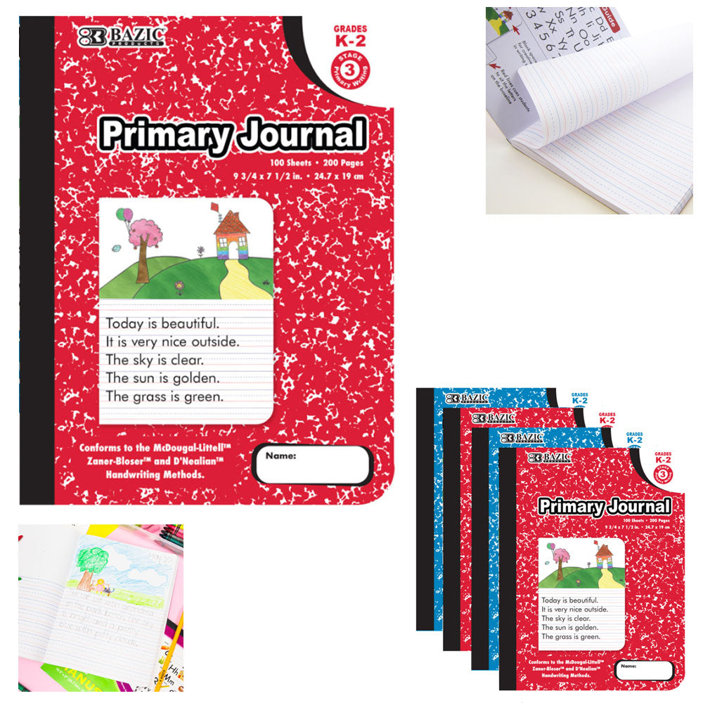 4 x Composition Book Primary Journal Notebook Elementary Writing School Supplies