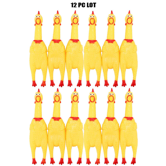 12 PC Lot Shrilling Rubber Chicken Fun Pet Dog Chew Squeeze Screaming Toy 12"