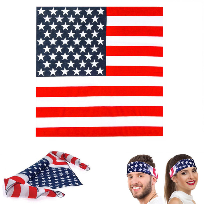 48 PC American Flag Bandanas Headband USA Flag Patriotic Head Wrap Scarf BULK