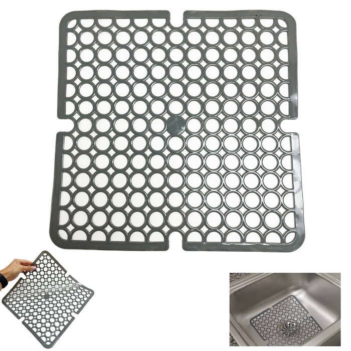 2 Grey Kitchen Sink Protector Porcelain Stainless Steel Sink Non-Slip 11" x 11"