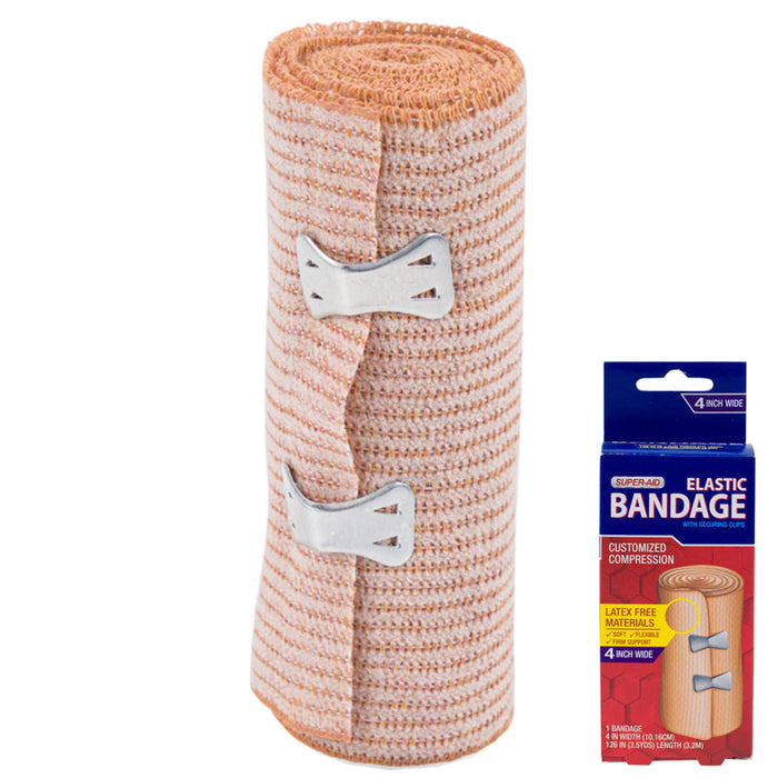 Elastic Bandage Gauze Rolls Adherent Tape First 4in Aid Kit Wrap Medic Emergency