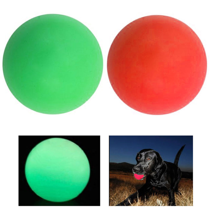 4 X Pet Big Dog Balls Chew Glow In The Dark Ball 3.5" Cat Toys Puppy Play Fetch