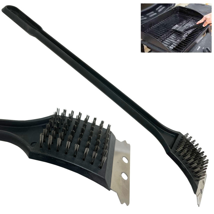 1 BBQ Grill Brush Scraper for Barbeque Steel Bristles Long Handle Heavy Duty