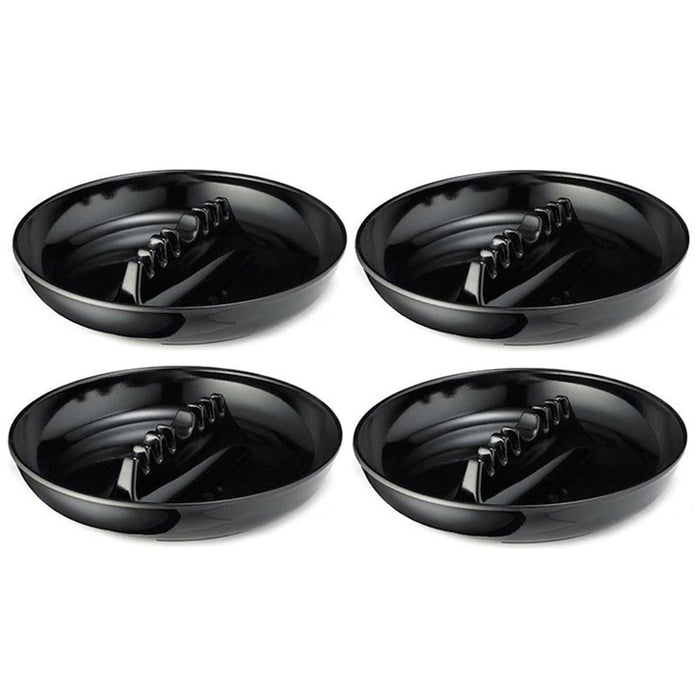 4 Melamine Ashtrays Vintage Style Restaurant Home Bar Ash Tray Black Round 7"