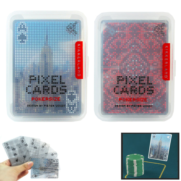 2X Waterproof Pixel Playing Cards Poker Size Decks Optical Illusion Effect Games