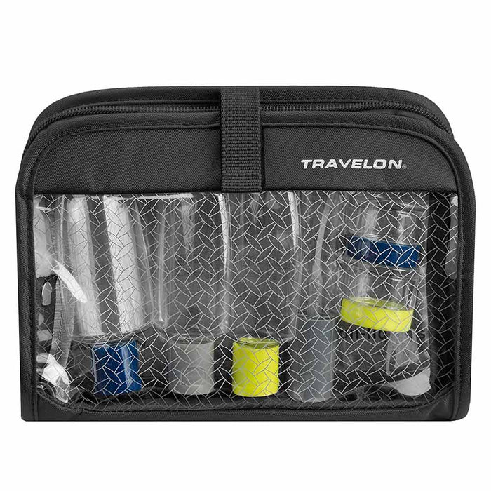Travelon Wet Dry Quart Bag with Plastic Bottles Toiletry Bath Organizer Black