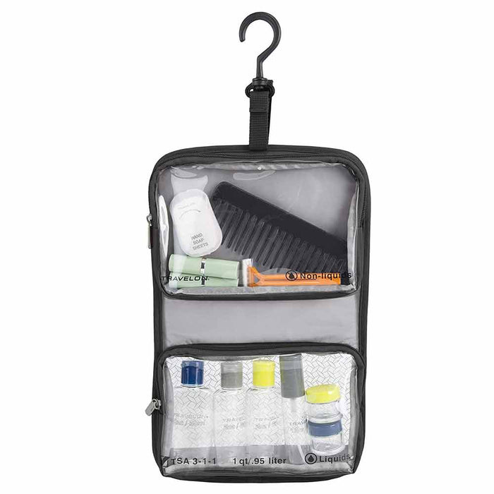 Travelon Wet Dry Quart Bag with Plastic Bottles Toiletry Bath Organizer Black