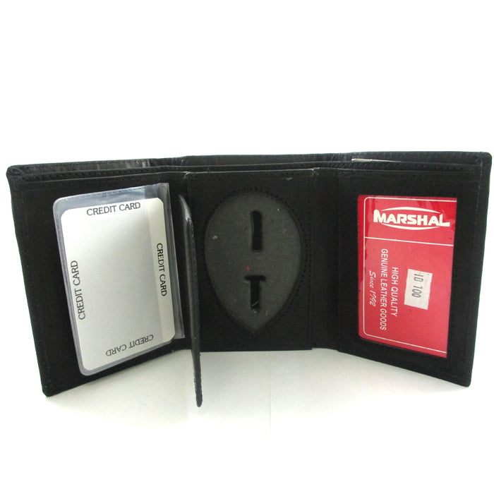 Leather Badge Holder Wallet Officer Sheild ID Police Sherif Fire Security Case !