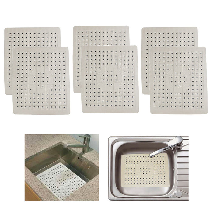 6 PC Kitchen Sink Mat Protector Mesh Drain Access Soft Rubber Non Slip 10" x 12"