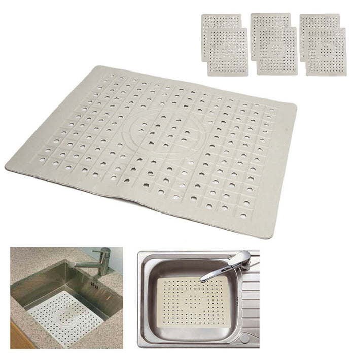 6 PC Kitchen Sink Mat Protector Mesh Drain Access Soft Rubber Non Slip 10" x 12"