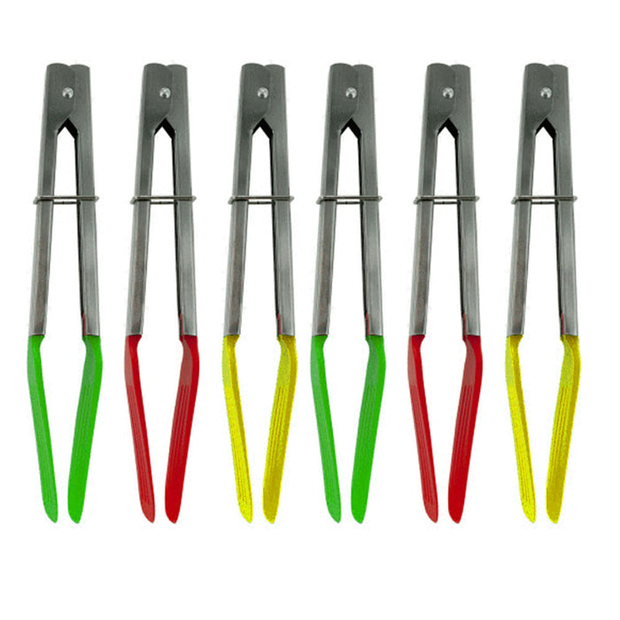 6 Pack Kitchen Tongs Nylon Tips Slotted Serving BBQ Salad Waffle Small Turner