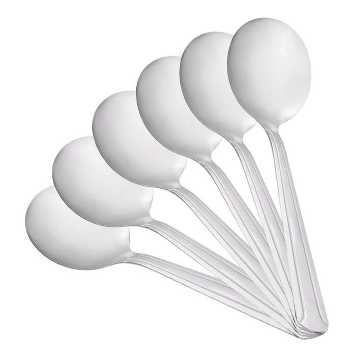 24 Pack Table Spoons Round Stainless Steel Bouillon Soup Rice Dinner Silverware
