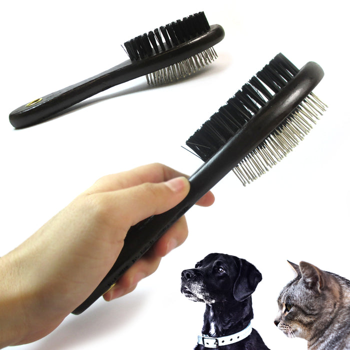 2 Double Sided Pet Brush Dog Cat Hair Grooming Coat Comb Fur Cleaner Pin Bristle