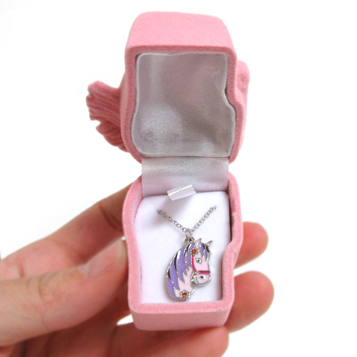 Girl Silver Necklace Pendant Horse Cowgirl Teen Equestrian Birthday Gift Jewelry