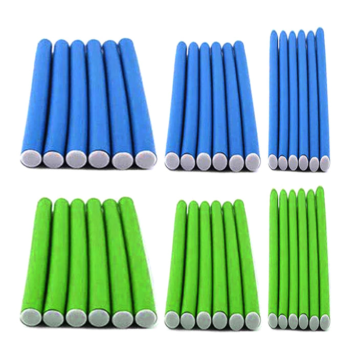 36 Hair Curler Soft Foam Cushion Rollers Flexi Rods Bendy Curling Beauty 3 Sizes