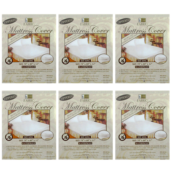6 Pack King Zippered Mattress Protector Waterproof Dust & Allergen Barrier Cover