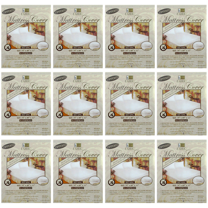 12Pack King Zippered Mattress Protector Waterproof Dust & Allergen Barrier Cover