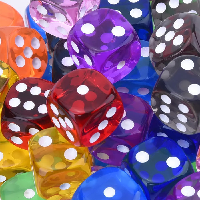 12PC Set Dice Six Sided Multi-color White Pips Playing Games Party Teaching Math