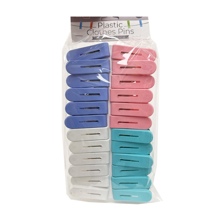 24 Plastic Clothespins Laundry Clips Clothes Pegs Pins Hangs Clothing