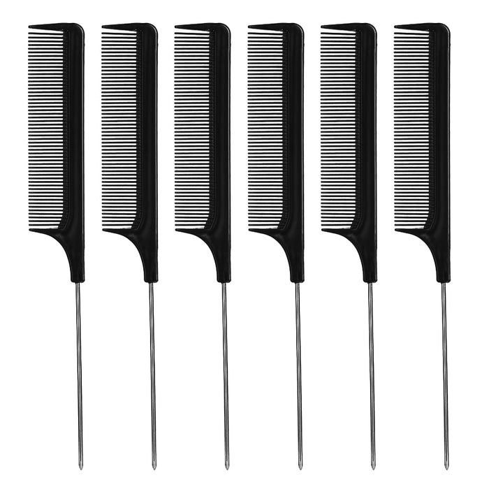 6 Pc Metal Rat Tail Combs Fine Tooth Professional Hair Salon Stylist New