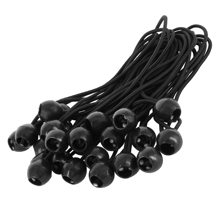 (200) 6" Heavy Duty Black Ball Bungee Cord Tarp Tie Down Strap Bungi Canopy Tent