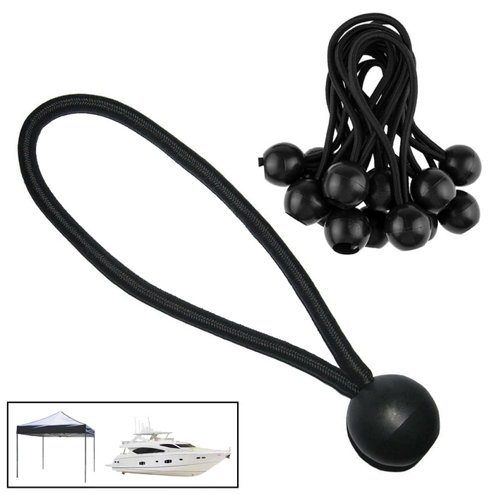 (200) 6" Heavy Duty Black Ball Bungee Cord Tarp Tie Down Strap Bungi Canopy Tent