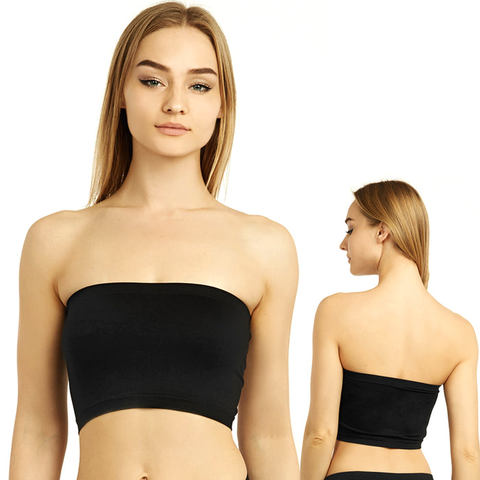 3 Pc Seamless Spandex Bandeau Bra Cropped Tube Top Strapless Layering Tank Yoga