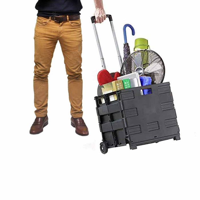 Collapsible Rolling Crate Dolly Cart Compact Folding Hand Truck Personal Utility
