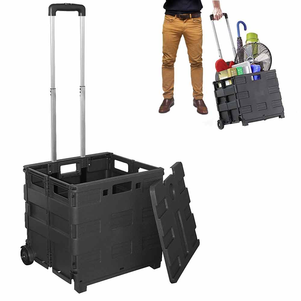 Collapsible Rolling Crate Dolly Cart Compact Folding Hand Truck Person