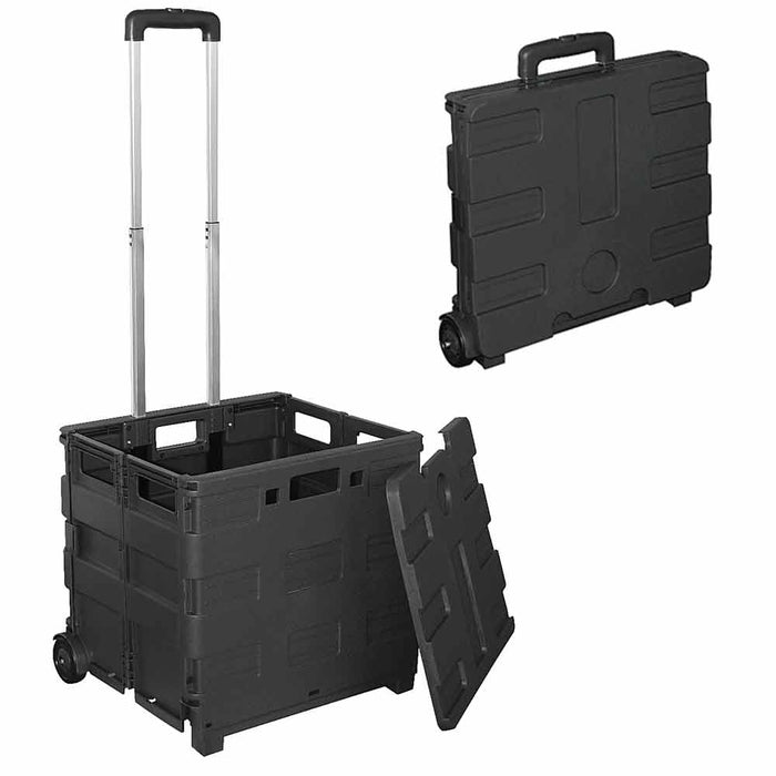 Collapsible Rolling Crate Dolly Cart Compact Folding Hand Truck Personal Utility