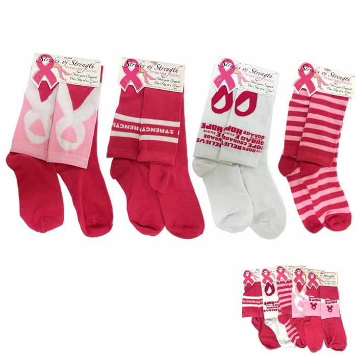 4 Pairs Ladies Performance Breast Cancer Awareness Socks Pink Ribbon Support New