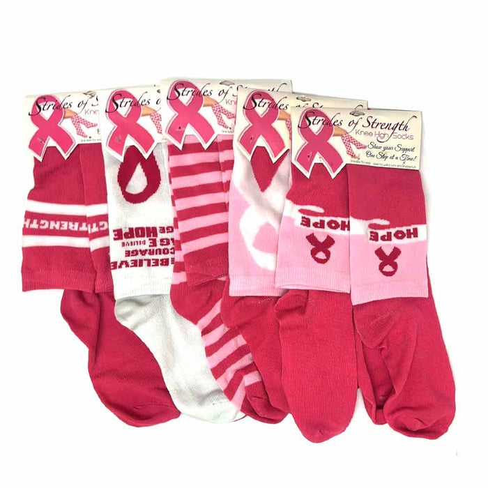 2 Pairs Breast Cancer Awareness Socks Womens Pink Ribbon Support Soft Sports