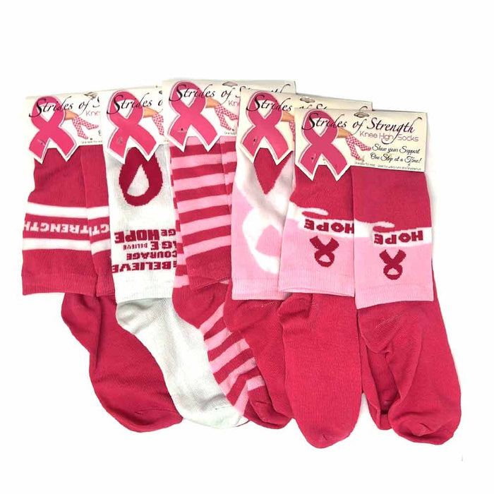 4 Pairs Ladies Performance Breast Cancer Awareness Socks Pink Ribbon Support New