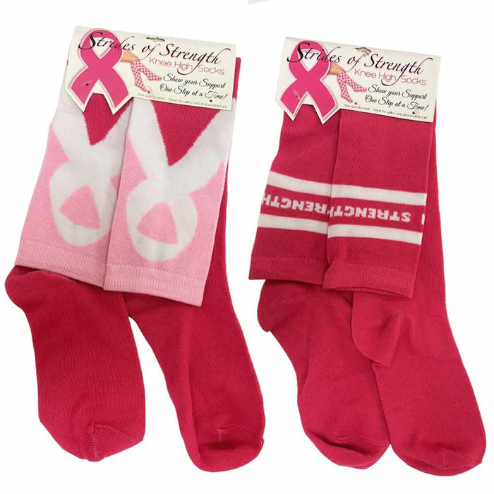 2 Pairs Breast Cancer Awareness Socks Womens Pink Ribbon Support Soft Sports