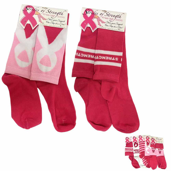 2 Pairs Breast Cancer Awareness Socks Womens Pink Ribbon Support Soft Sports