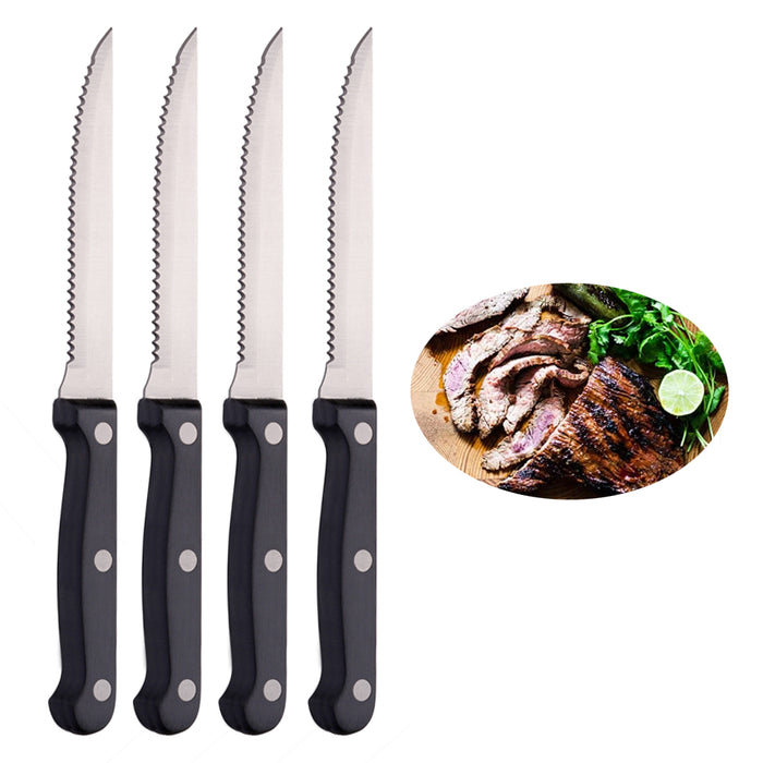 4PC Steak Knives Stainless Steel Serrated Knife Utensil Slice Cutlery Kitchen