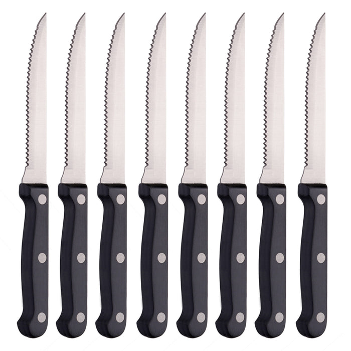 8 Set Stainless Steel Steak Knives Serrated 8.5" Knife Cutlery Kitchen Utensil