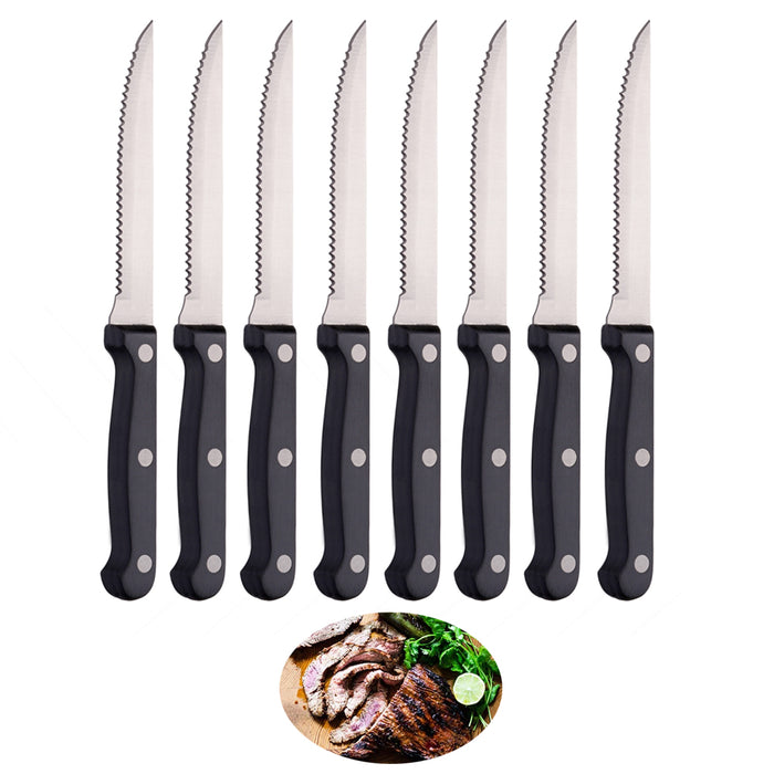 8 Set Stainless Steel Steak Knives Serrated 8.5" Knife Cutlery Kitchen Utensil