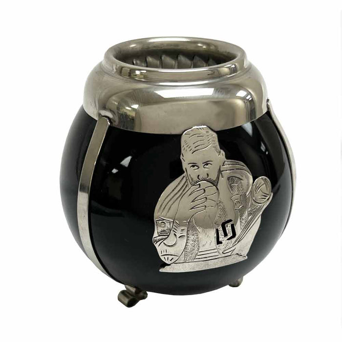 Black Ceramic Mate Gourd Argentina Alpaca Bombilla Drink Straw Messi World Cup